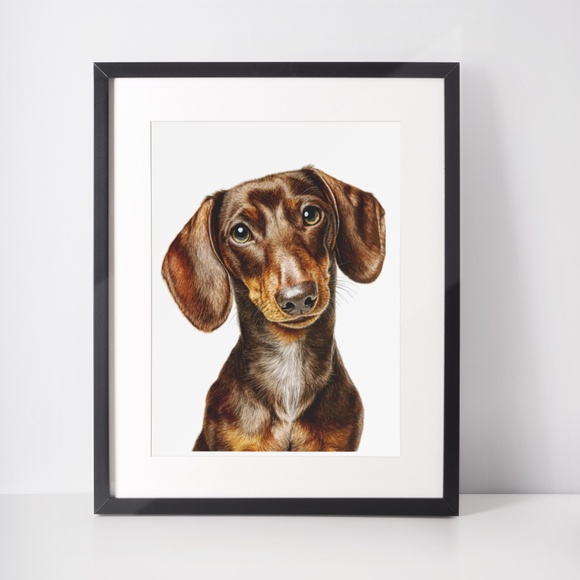 Watercolor Dachshund Dog Portrait Art Print – Unframed Fine Art Poster - Picture 3 of 5